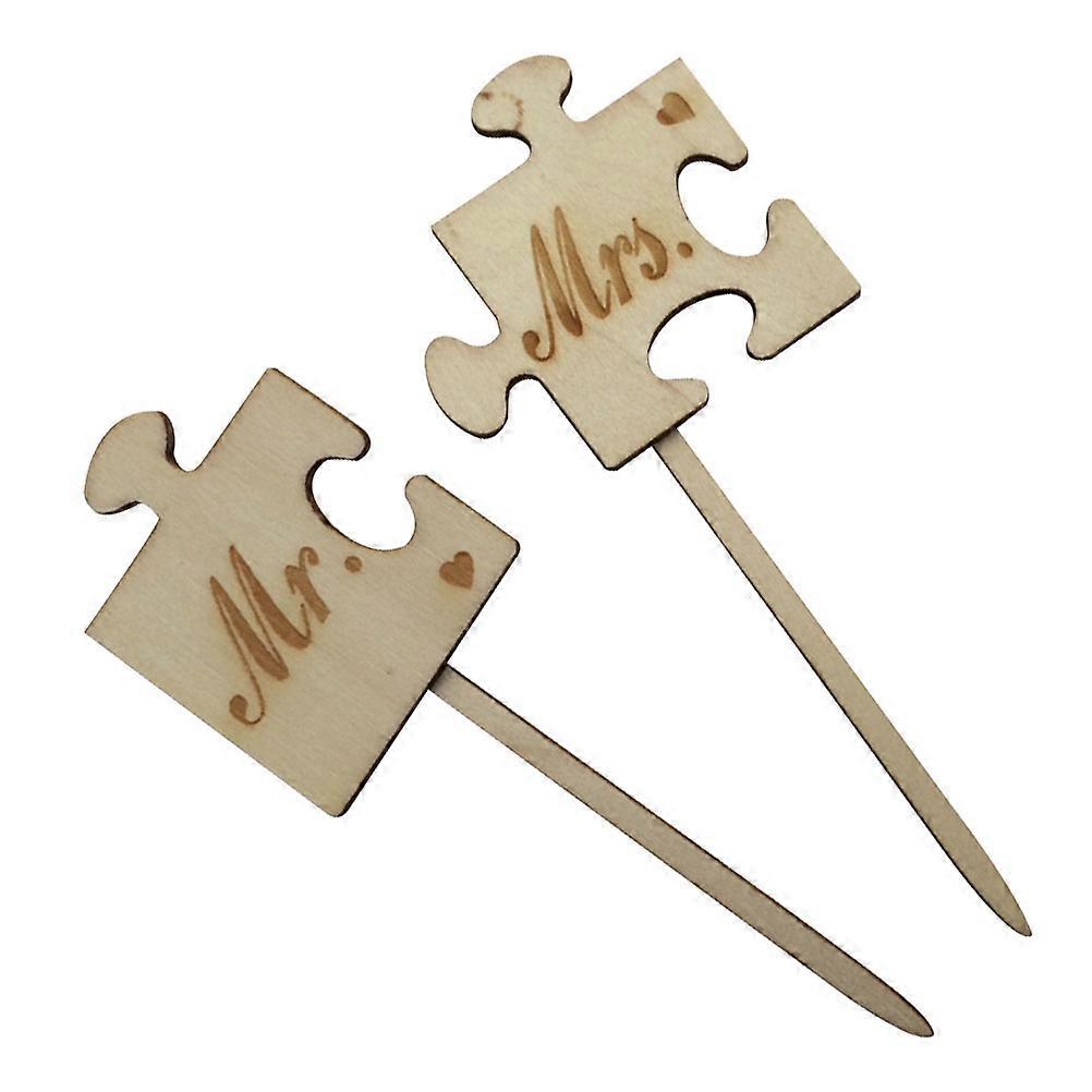 Wedding Cake Topper Wooden for Cake Decoration 2Pcs