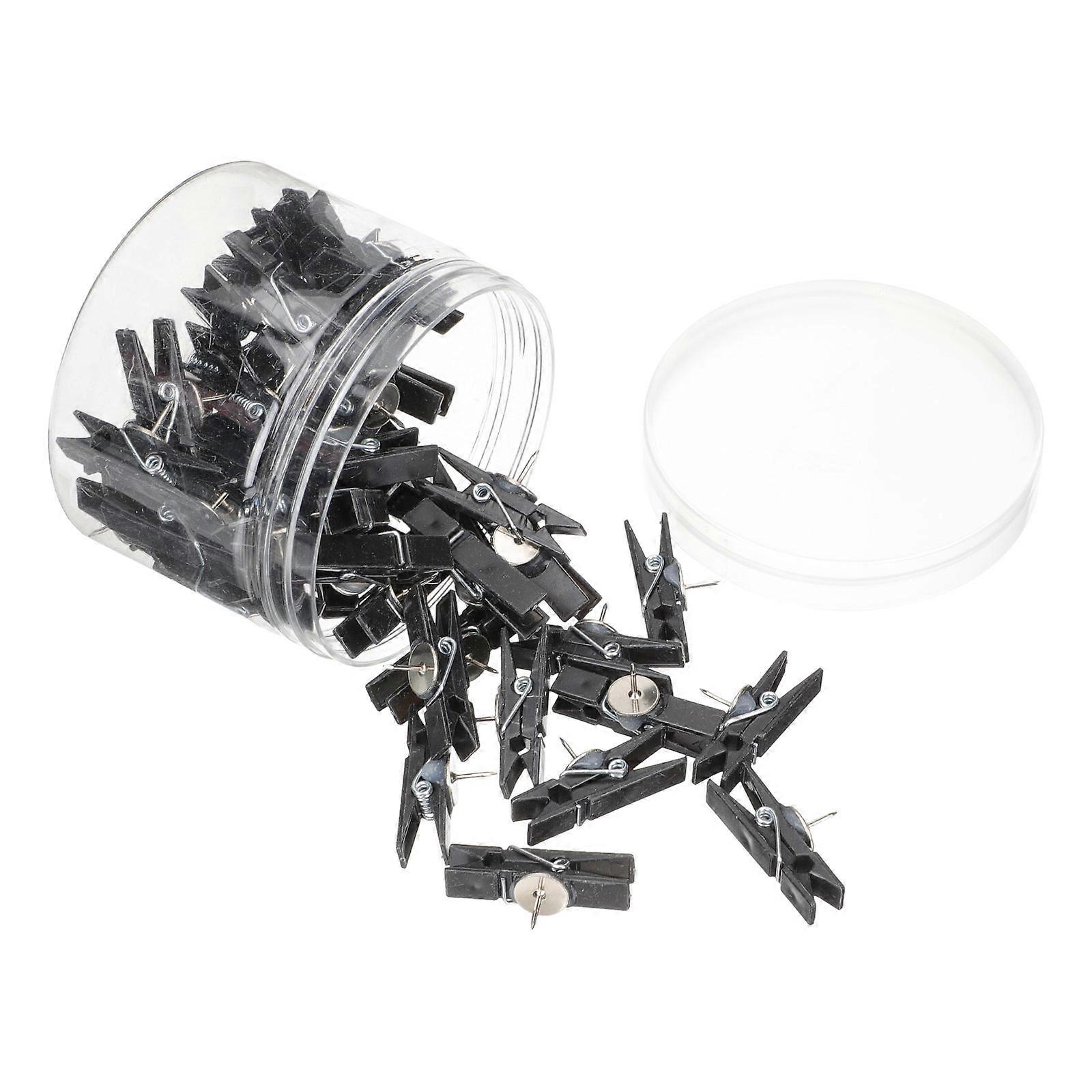 Black Push Pin Clips Multi-Function Picture Clip for Home Use 100Pcs