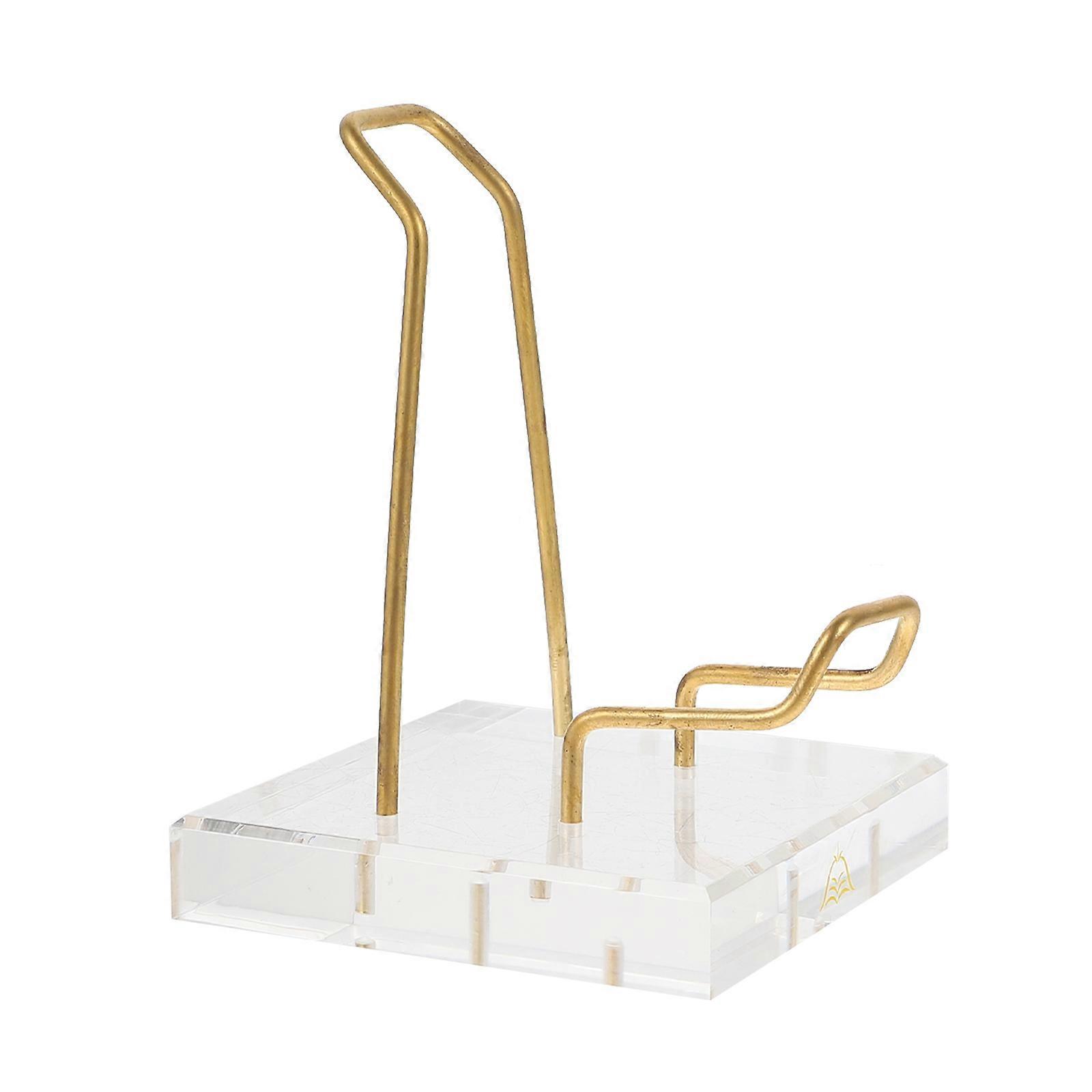 Mineral Display Base Acrylic Stand for Displaying 4Pcs Golden Transparent Rack