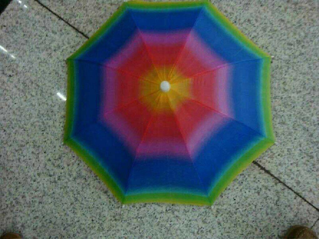 Foldable Rain Sun Umbrella Cap With Elastic Head Band (Rainbow)