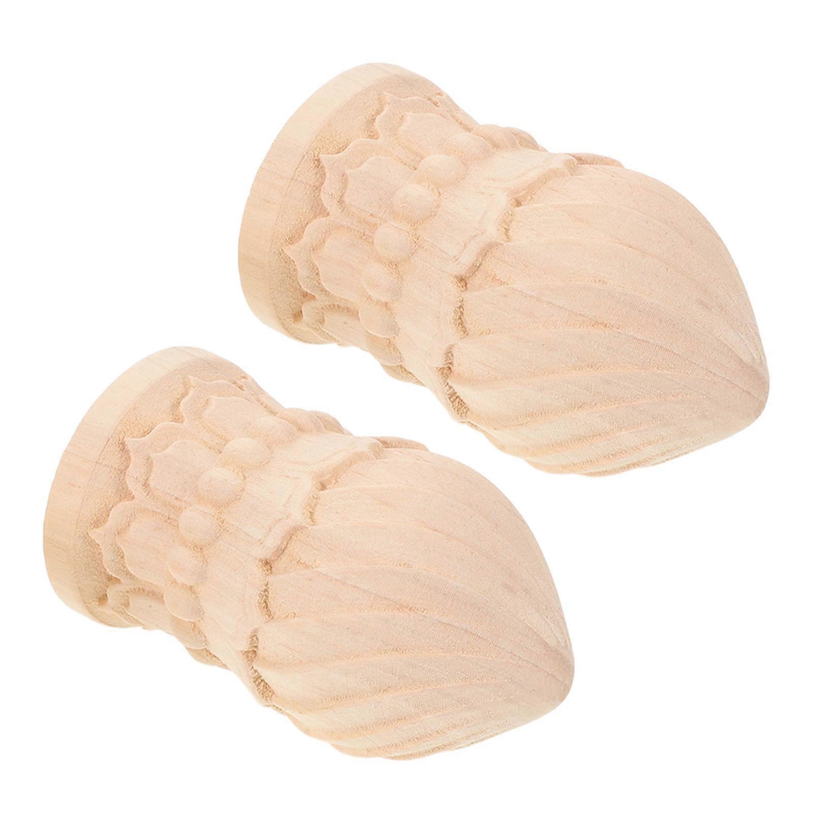 Decorative Wood Finials for Staircase Posts 4Pcs Solid Carved Wood Caps