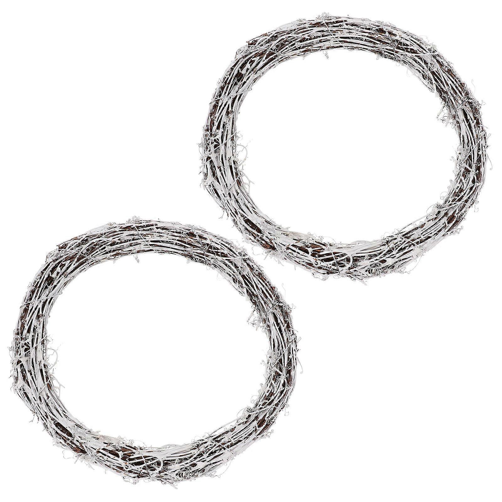 Floral Wreath Rattan Frame for DIY Craft 4Pcs White Round Rustic Circle