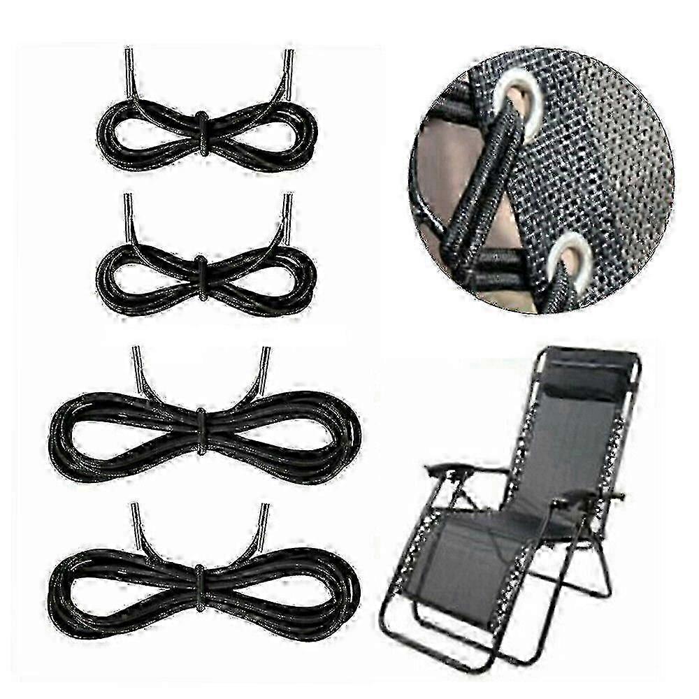 Elastic Laces for Lafuma RSX/RSXA Zero Gravity Chairs - 4-Piece Kit (2.2m & 1.37m) - Black