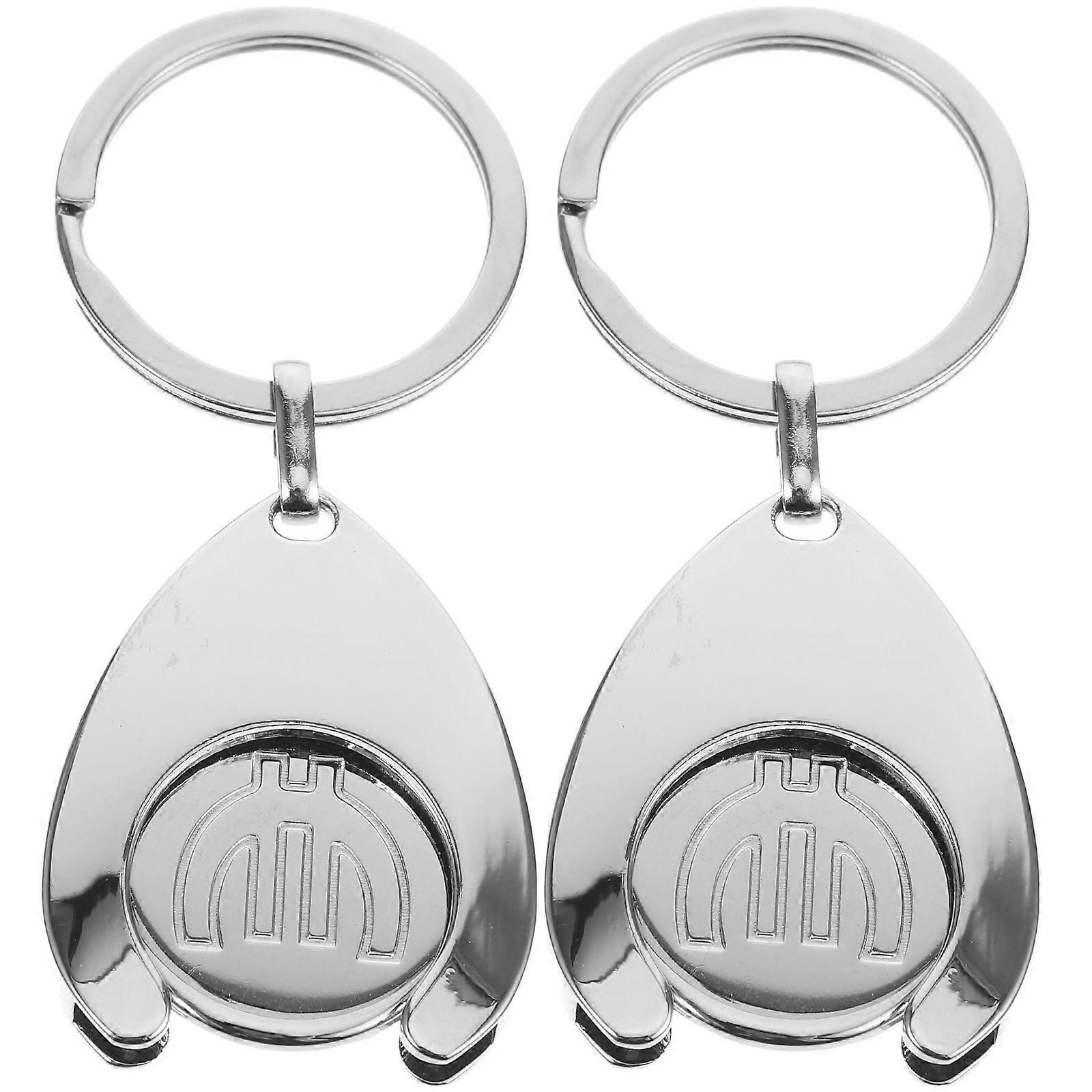 2Pcs Shopping Trolley Tokens Key Rings Trolley Removers for Shopping Cart Metal Token Coin Keyrings