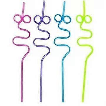 Plastic Crazy Loop Straws, Assorted, 4ct (Pack of 8)