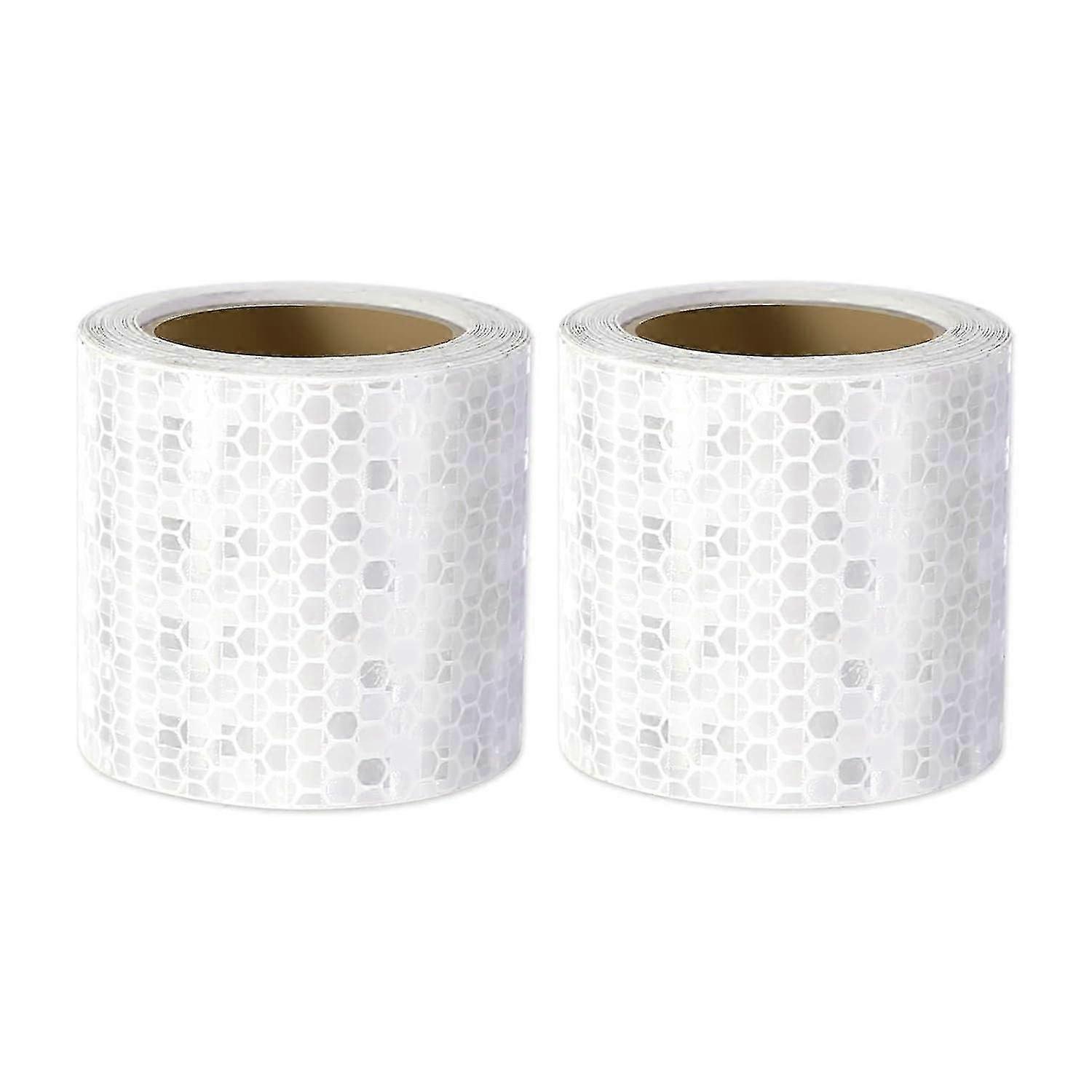 White Reflective Safety Tape, 2 Rolls 3M x 5CM No Residue Reflector Tape Self-Adhesive Security Marking Tape