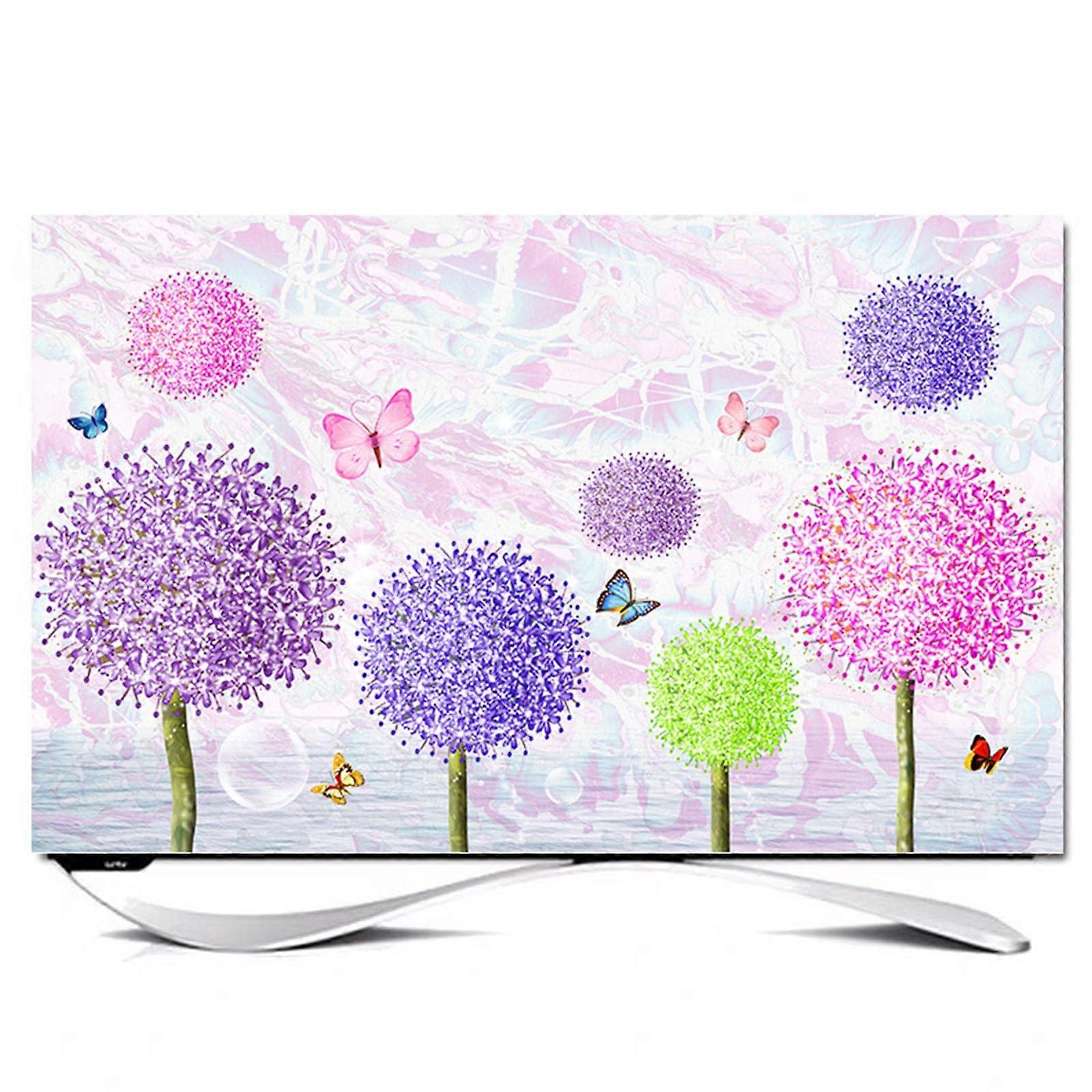 TV Protector Cover Green Taraxacum Mongolicum Pattern, DustProof Elastic Screen Protector For 32 To 75 Inch TV/PC
