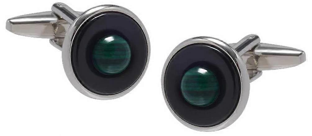 David Van Hagen Malachite Saturn Sphere Cufflinks - Green/Black/Silver
