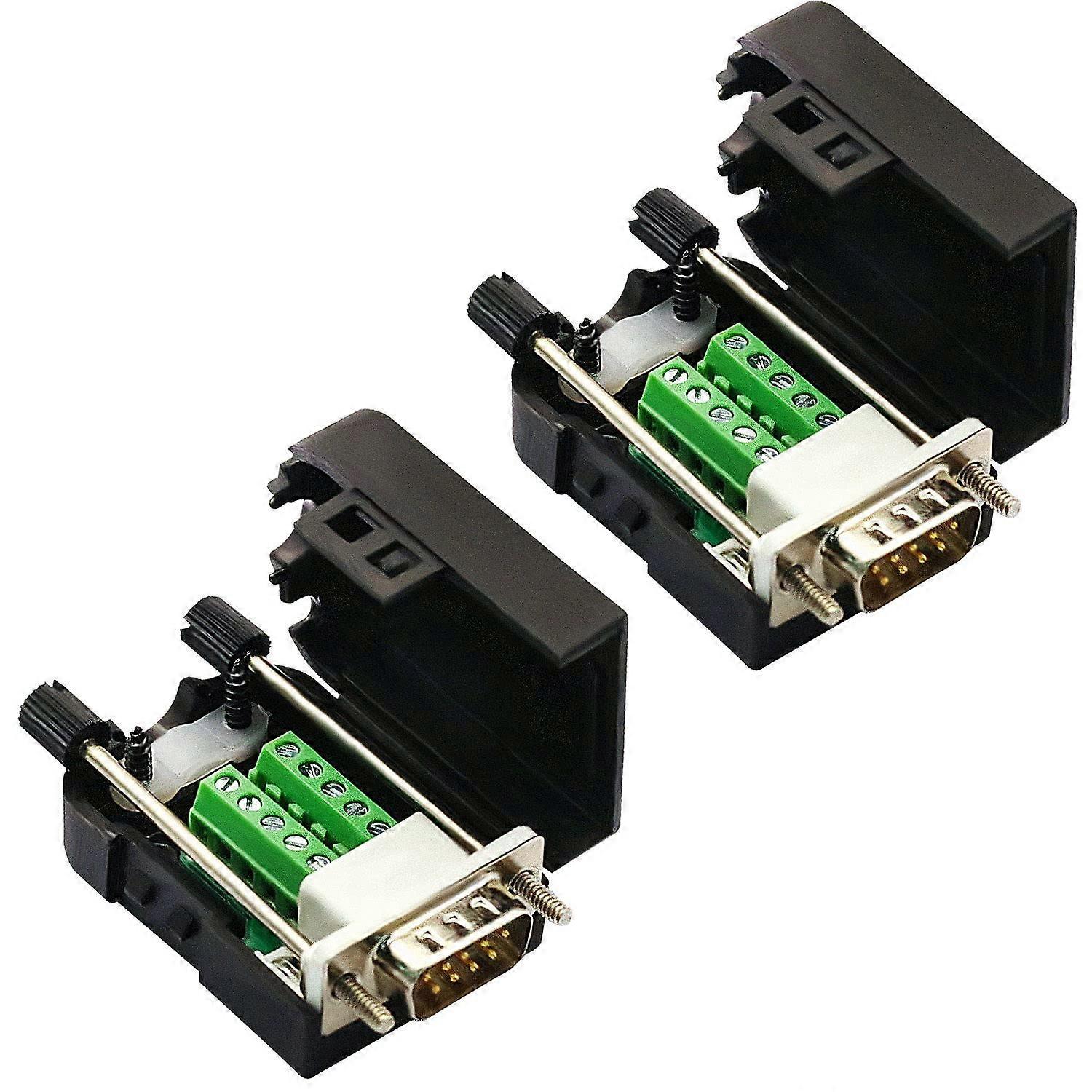 DB9 Solderless Connector 9Pin Port Terminal Breakout Board With Case, Long Bolts Tail Pipe, Male Female Adapter Set