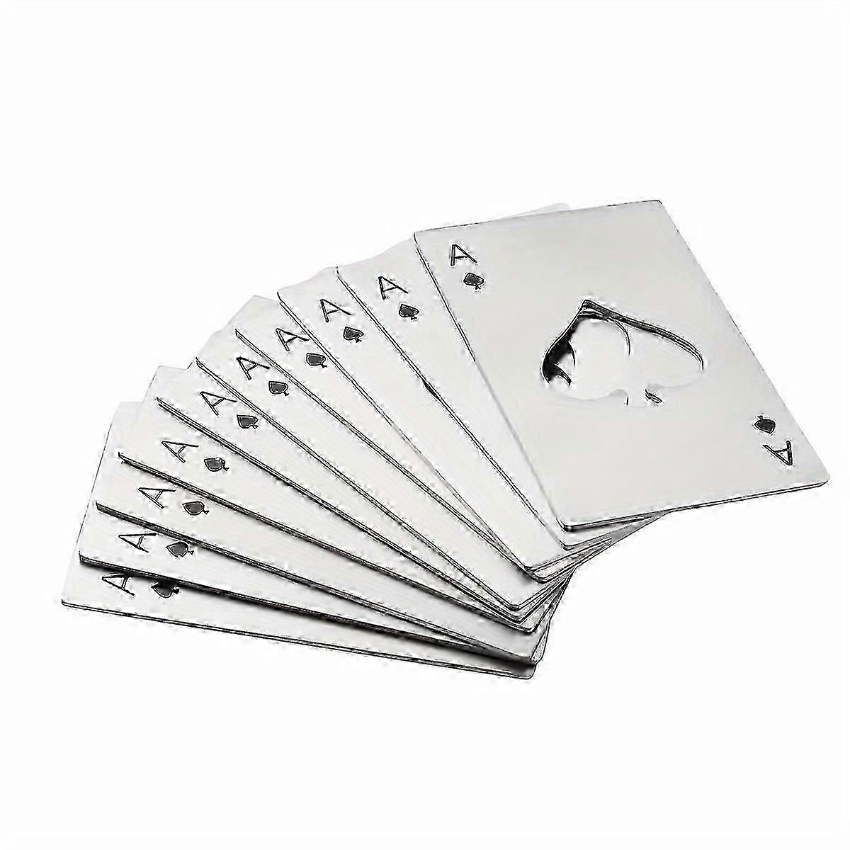 10pcs、メタルオープナー、ポーカーカードボトルオープナー、スペードボトルオープナー、あなたの財布とポケットのためのステンレス鋼ビールボトルオープナー、R