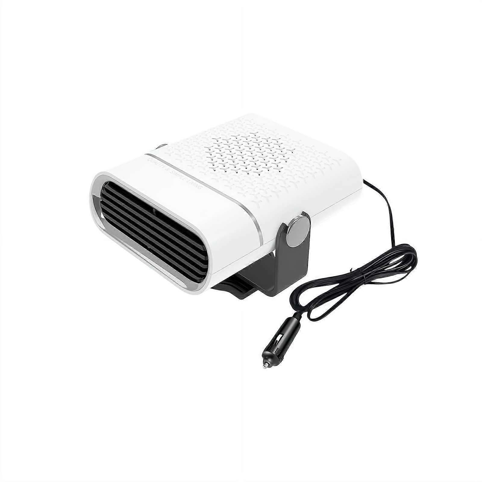 12V Car Heater 150W 2In1 Portable Fan Heater And Defroster For Car Windshield, PlugIn Auto Heater, White