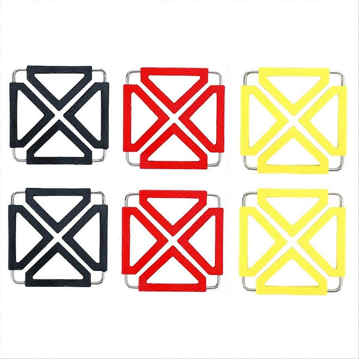 6PCS Kitchen Utility Foldable Silicone Trivets Mat Pad