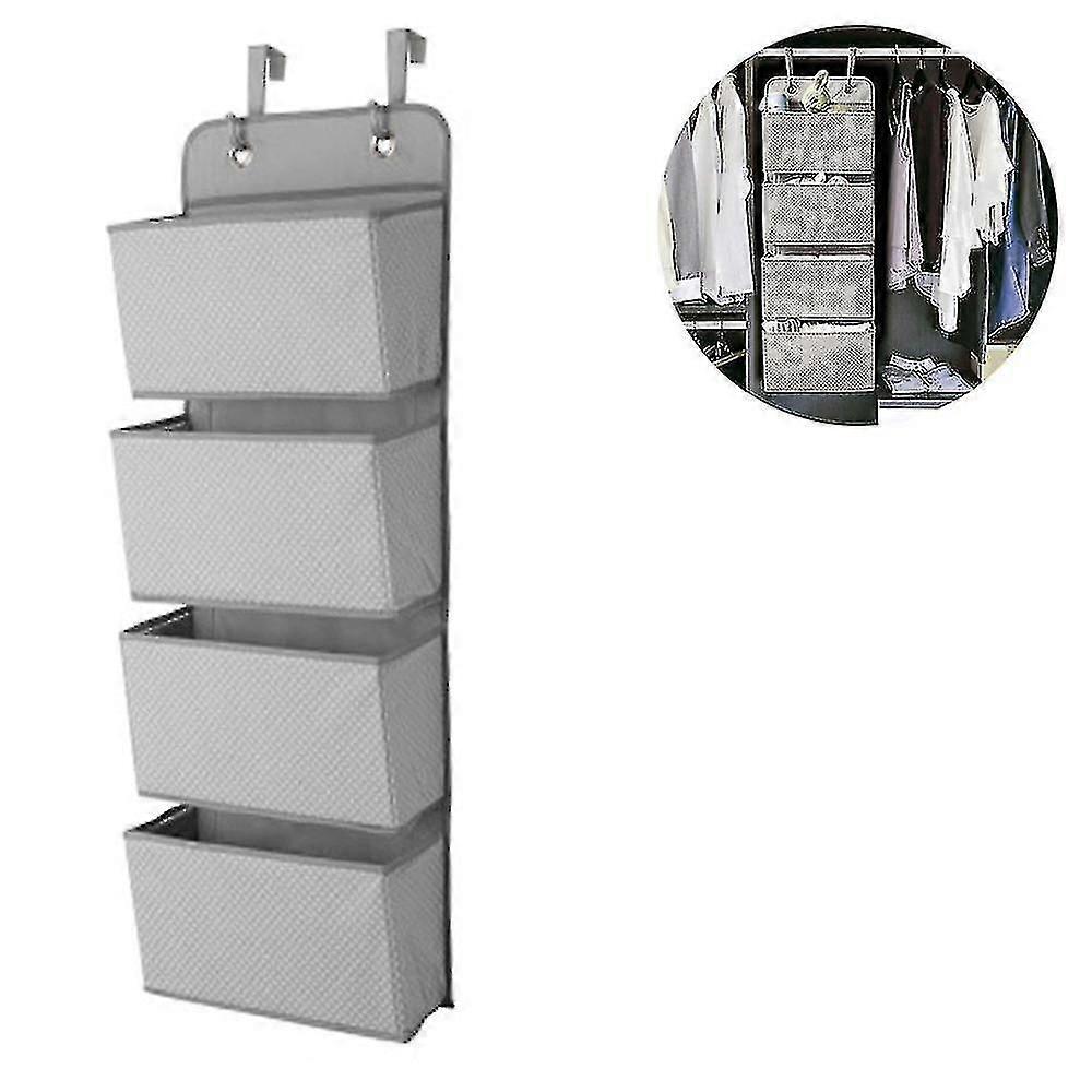 Hanging Organizer With 4 Pockets, Foldable Hanging Shelf With 2 Hooks