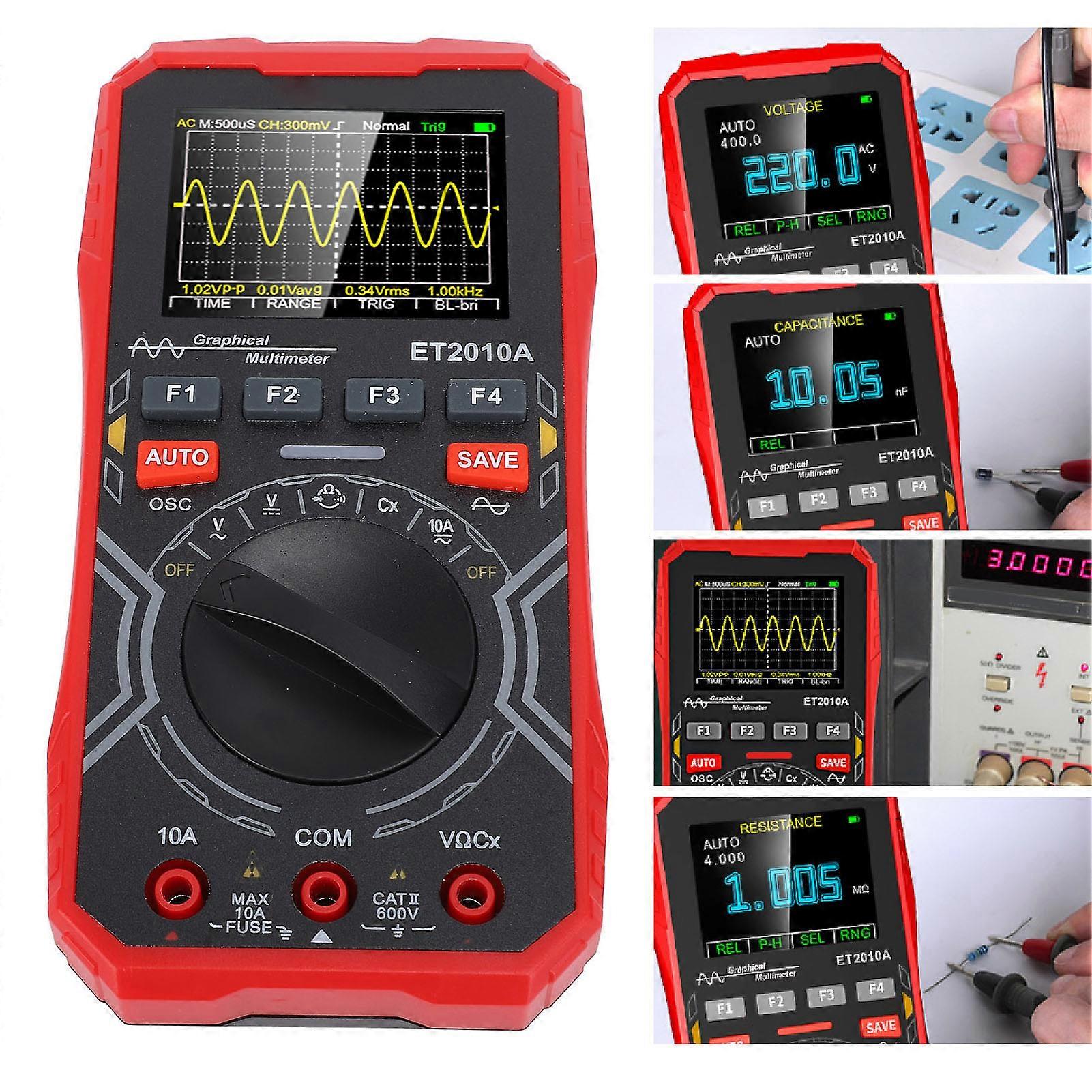 Portable Multimeter Oscilliscope Auto Sleep 1MHz Bandwidth 2.5Msps Sample Rate 2.4in 2 in 1 Mini Portable Oscilloscope 