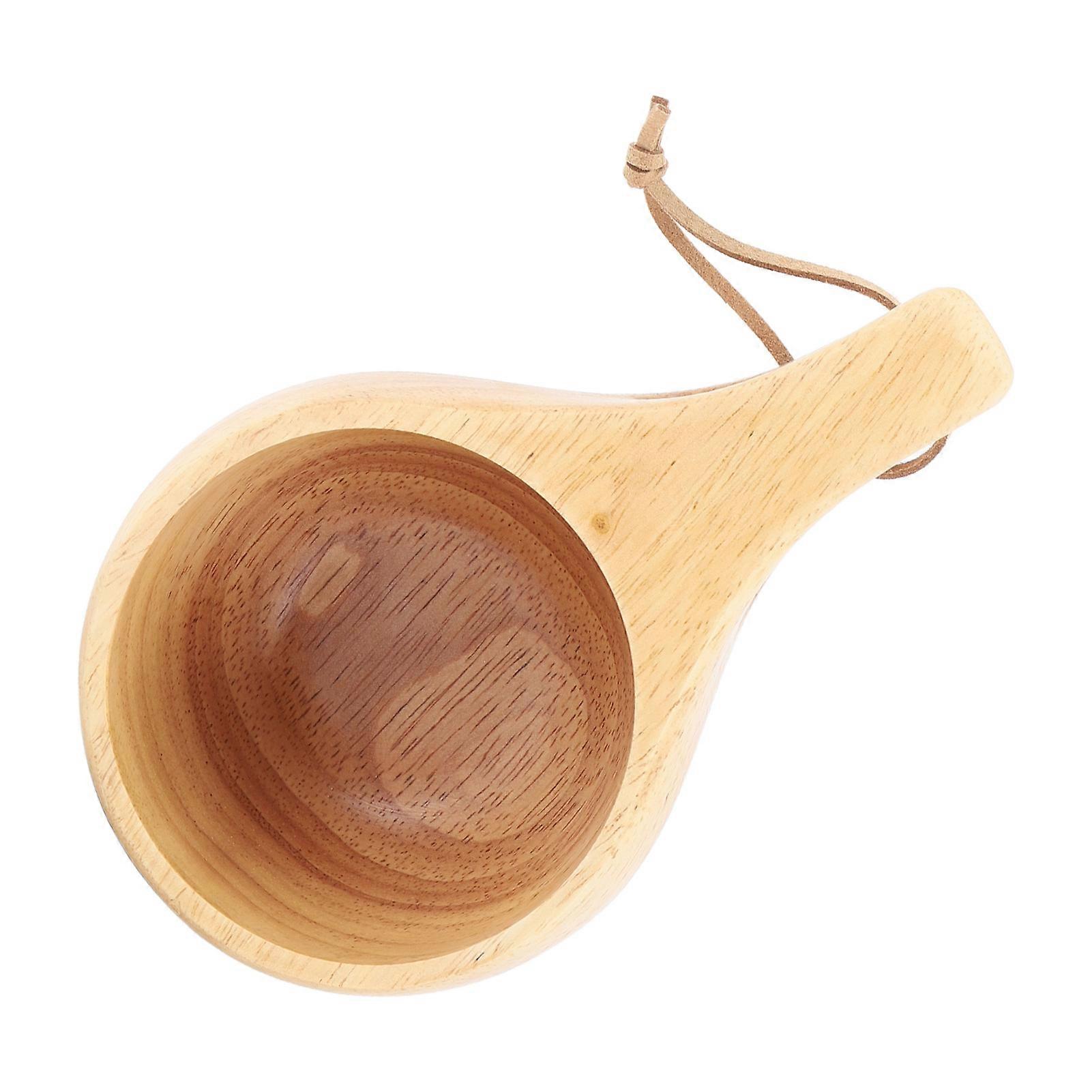 Wooden Tea Cup Multipurpose Nordic Style Wooden Mug with Handle for Drinking Wine Milk Coffee 200ML Single Hole Cup 