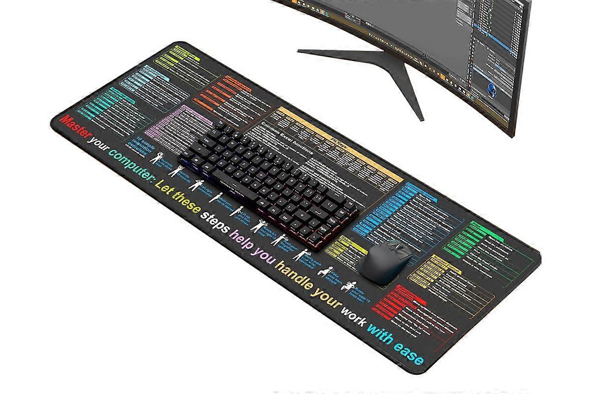 Excel Cheat Sheet Desk Pad Waterproof Non-Slip Mousepad with Shortcuts