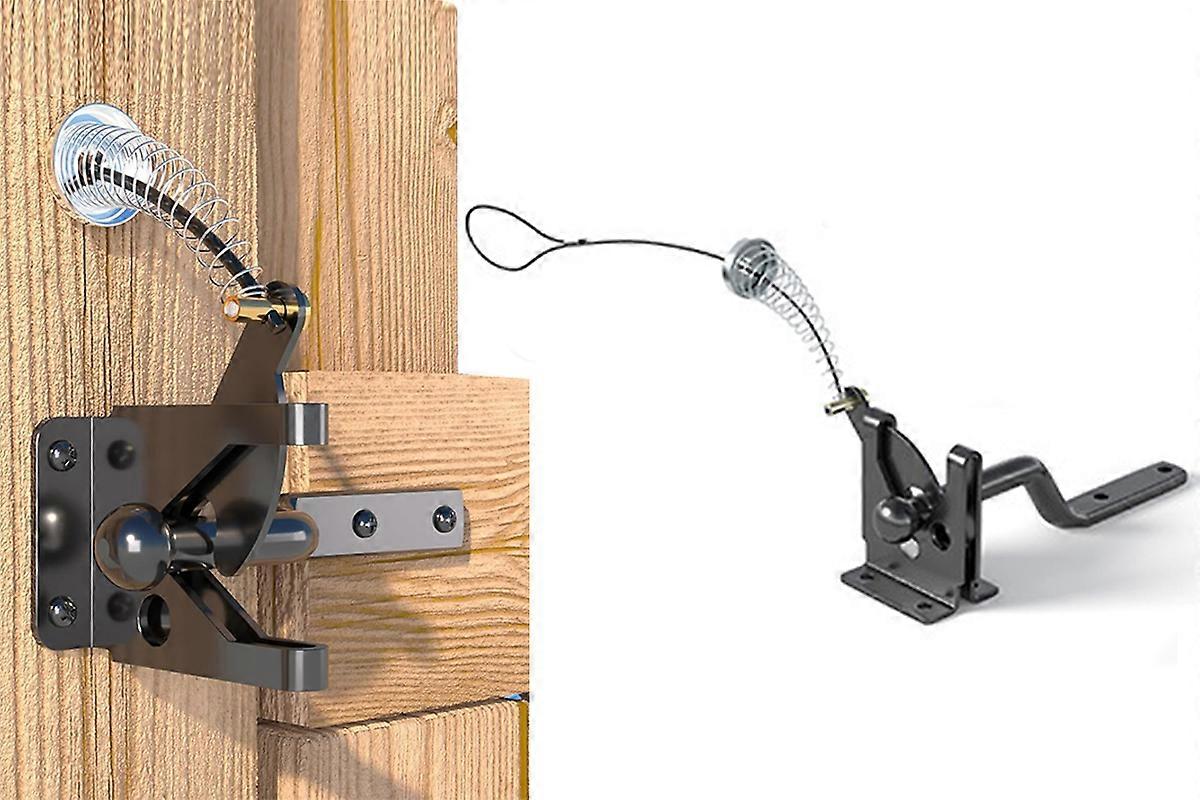 Self-Locking Gate Latch Stainless Steel Spring Cable Pull Fit For Wooden Fence