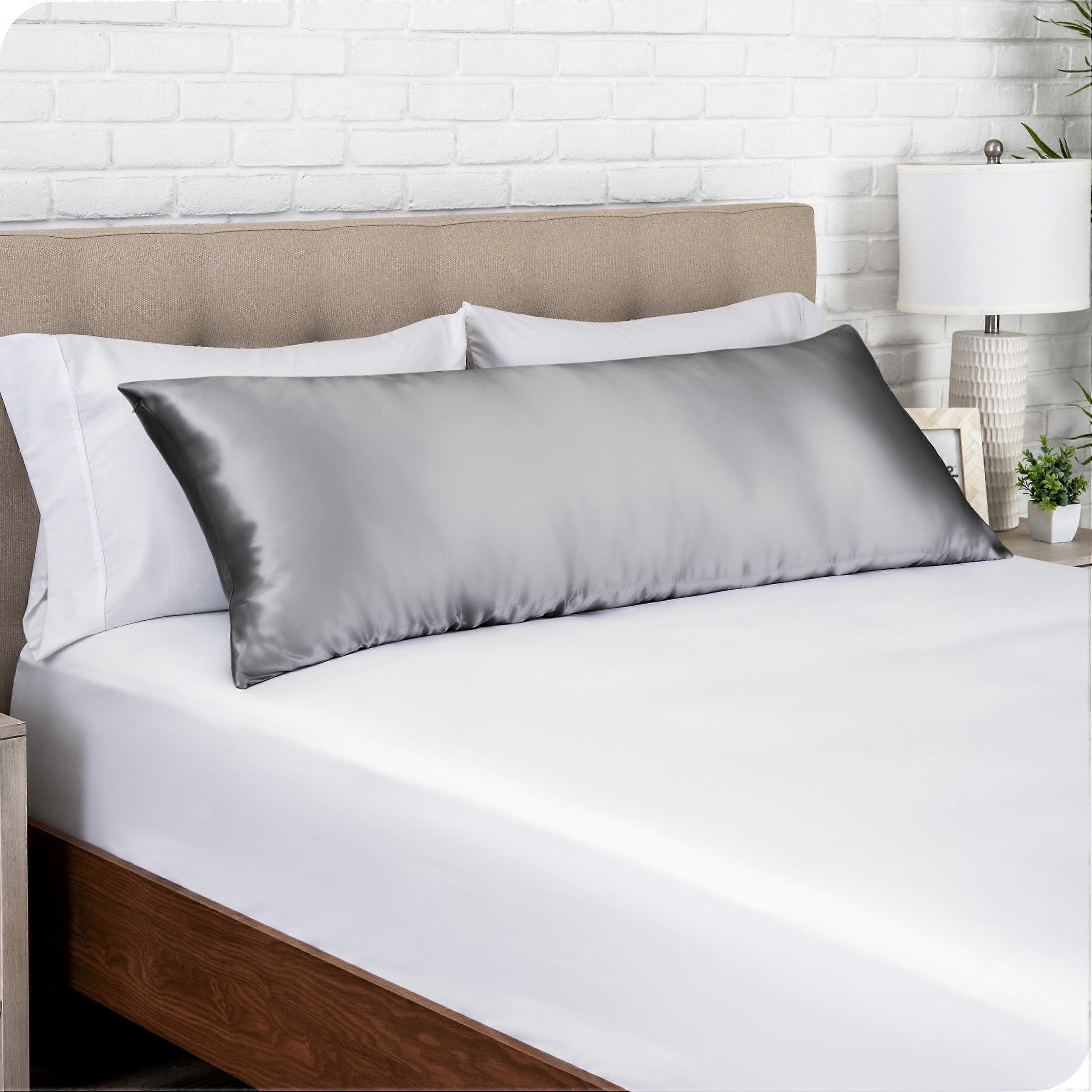 Bare Home Satin Body Pillowcase - Luxury Pillowcase - Soft and Smooth - Breathable - Envelope Closure, Gray