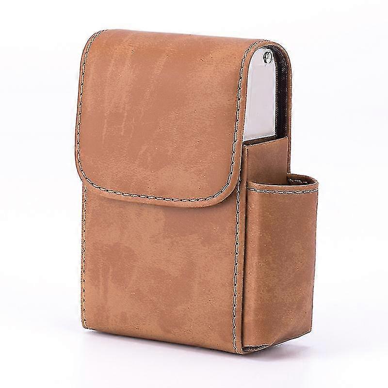 PU Leather Cigarette Case Stainless Steel Lighter Holder
