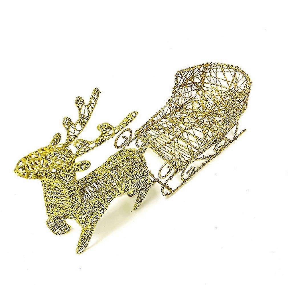 Elsavct Chariot de cerf de Noël Chariot de traîneau en fer forgé