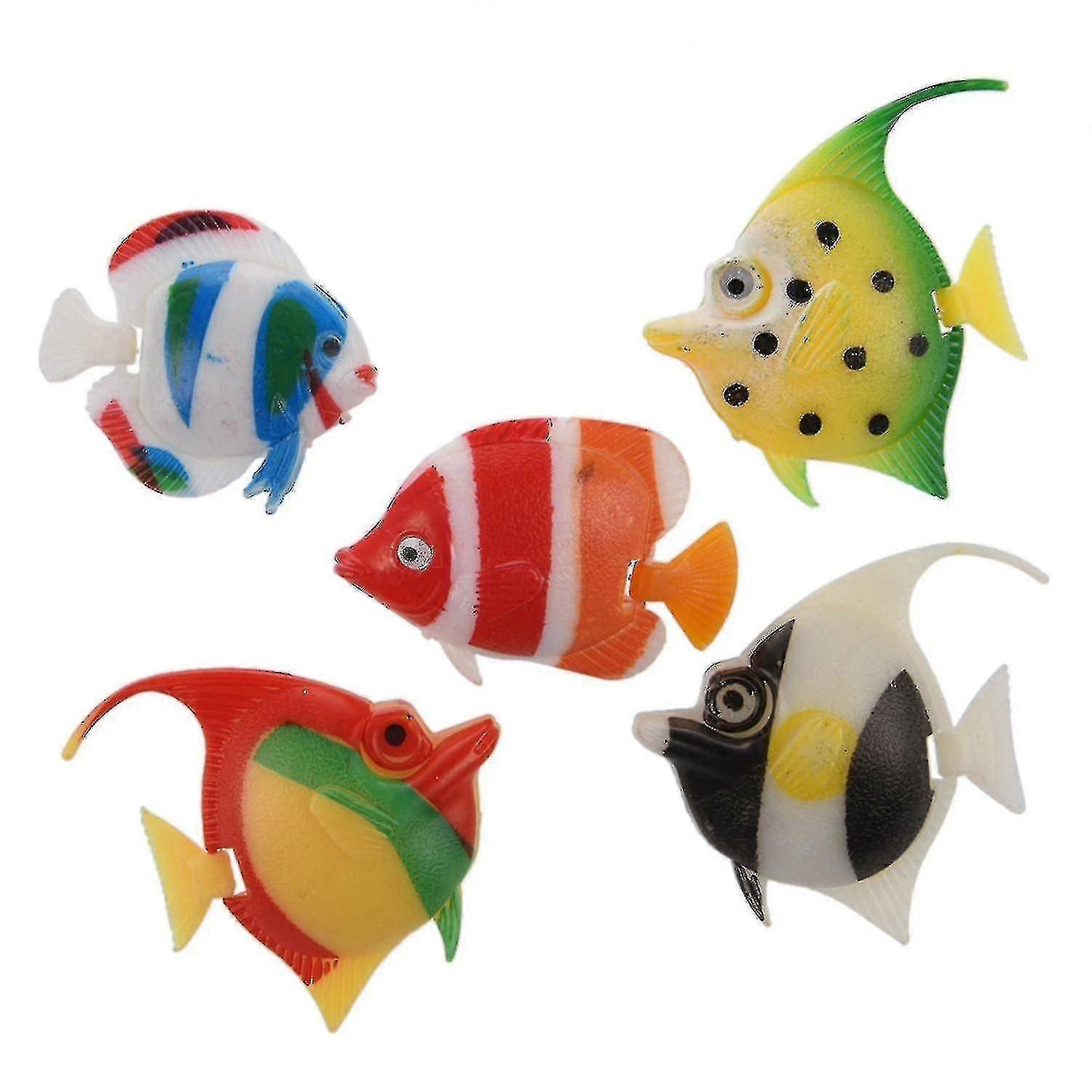 Artificial Multi-colored Plastic Fish Ornament 5pcs For Aquarium