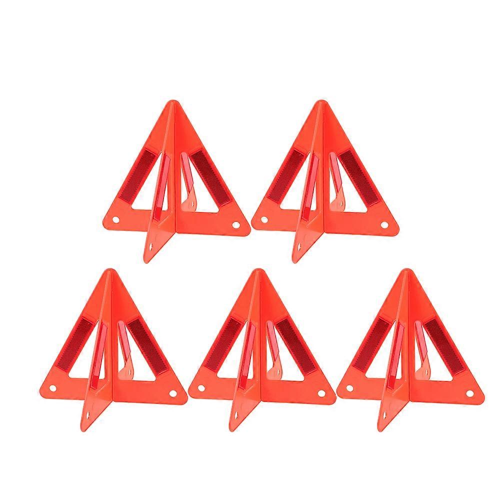 Red Car Triangle Warning Sign for Roadside Safety Emergency 5Pcs