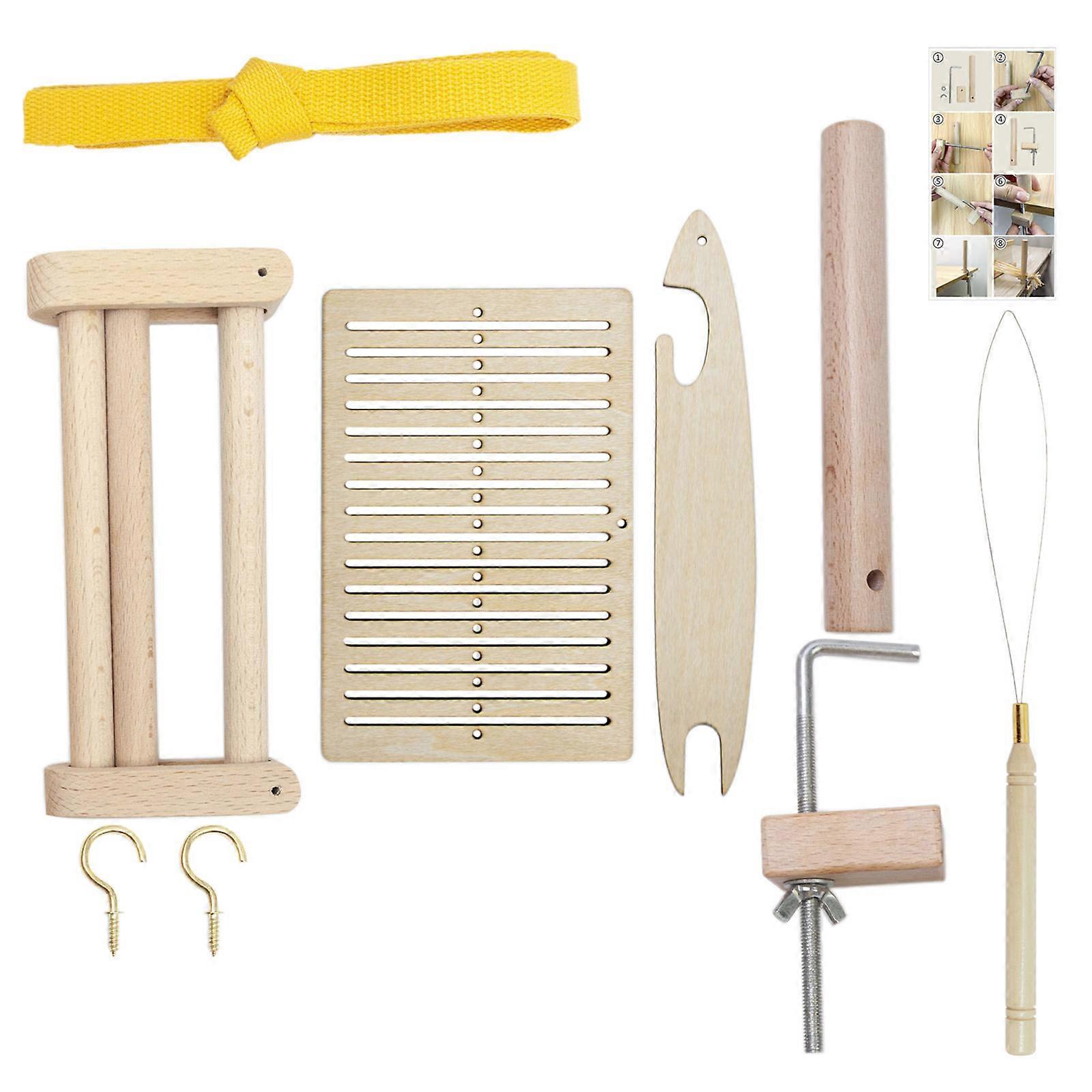 Portable Weaving Tool Set With Wooden Frame Easy Assemble For Beginner Adults Knitting Scarves Handmade Craft Multicolor