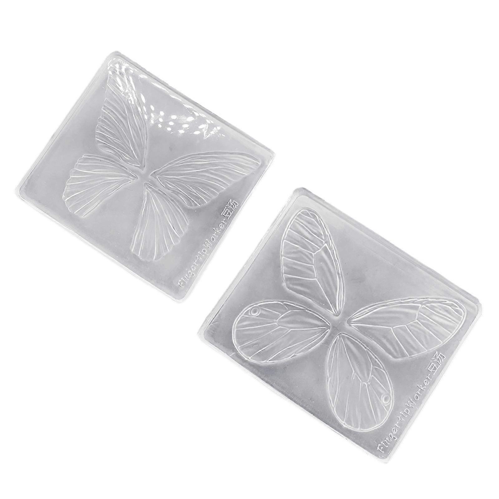 Double Silicone Butterfly Molds With 3D Textured Design Reusable Baking Candle Making Supplies Safe Nontoxic 2PCS Multicolor