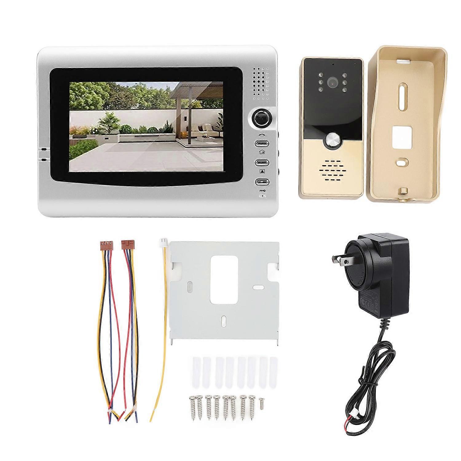 Wired Video Intercom System Smart Infrared Video Doorbell Camera with 7 Inch TFT Color Screen Displa