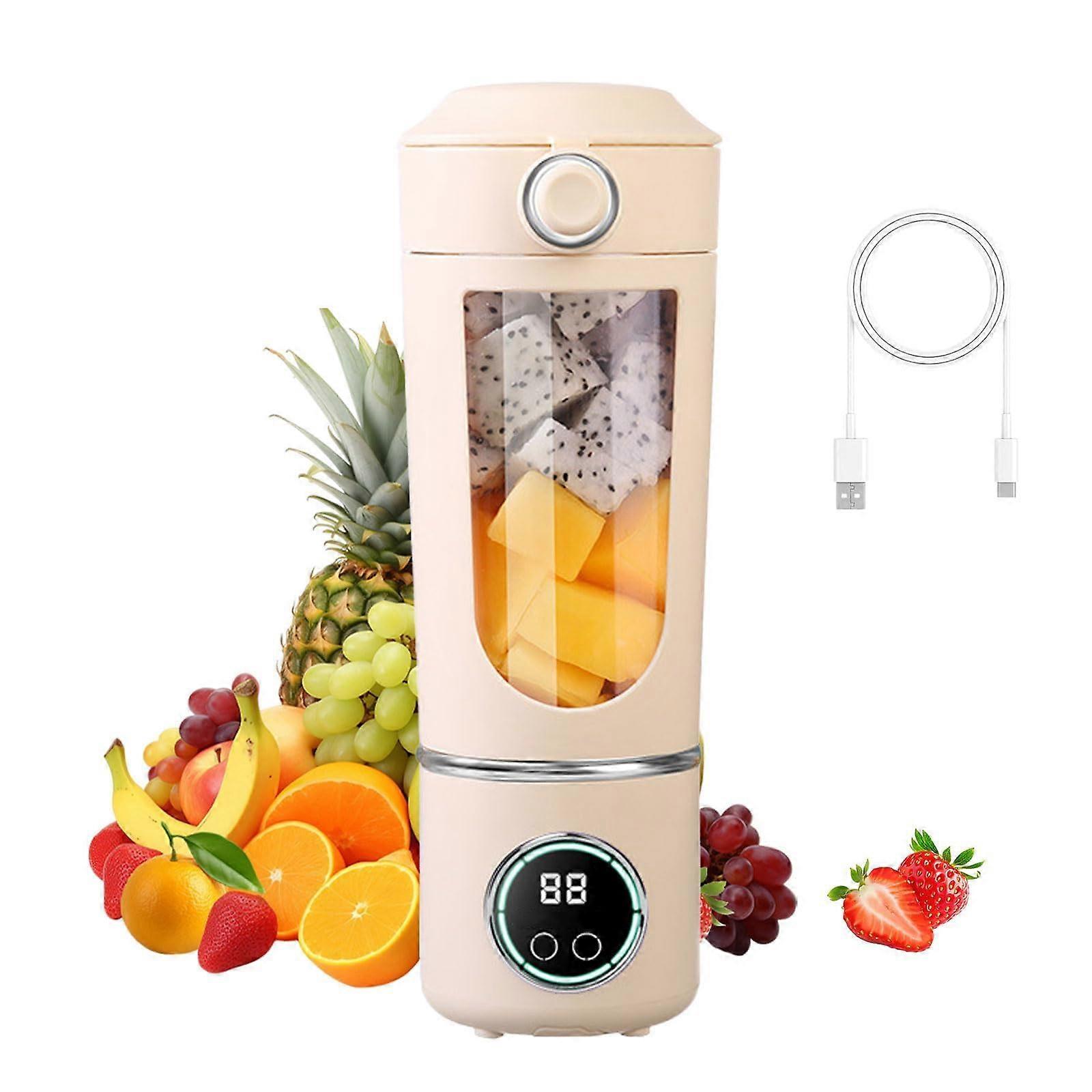 Portable Blender 700ml USB Rechargeable Smoothie Maker with 12 Blades for Juice, Fruits and Vegetables (Beige)