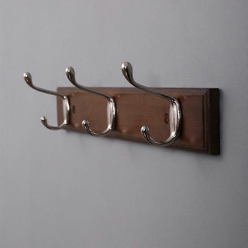 Coffee-colored double hooks (drilled or no-drill options available), triple hooks 37.5mm long. No-drill entryway hooks, wall-mounted coat