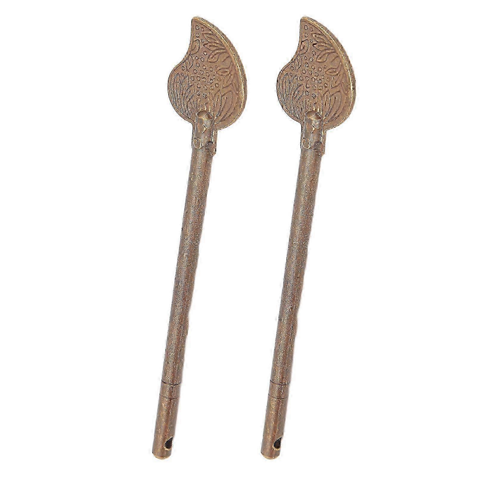 2 Pcs Door Latch Locking Pin 11cm Leaf Shape Retro Style Brass Cabinet Key Latch Bolt Locking Pin