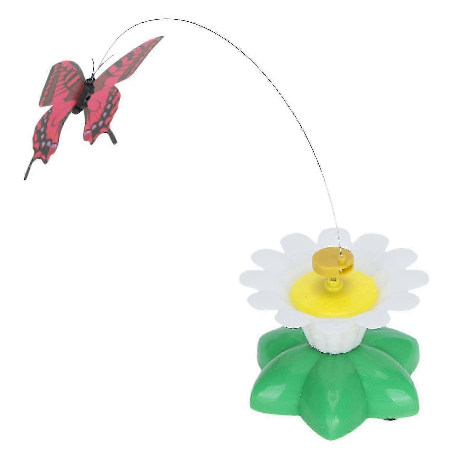 Cat Electric Automatic Rotating Toy Flower Shape Base with Butterfly Pet Interactive Toy