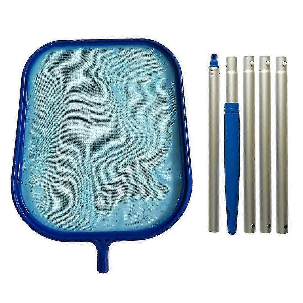 6-Piece Swimming Pool Skimmer Net Telescopic Pole Leaf Skimmer Net Swimming Pool Cleaner Supplies H