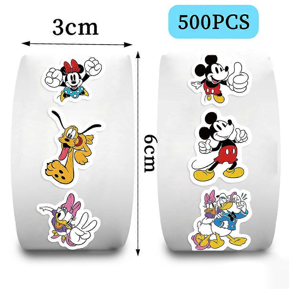 500 sheets/roll Cartoon Mickey Mouse Roll Tape, DIY Journaling Material, Envelope Sealing Stickers