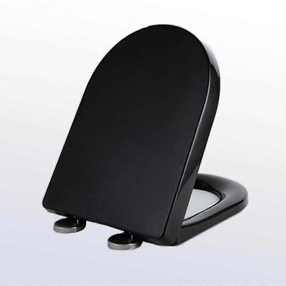 D Shape Soft Close Toilet Seat with Quick Release  Fix Polypropylene for Bathroom (Black)