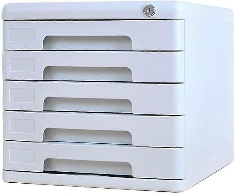 Lockable File Cabinet with Drawer for Secure Document Storage, Desktop Office Organizer Box (White)