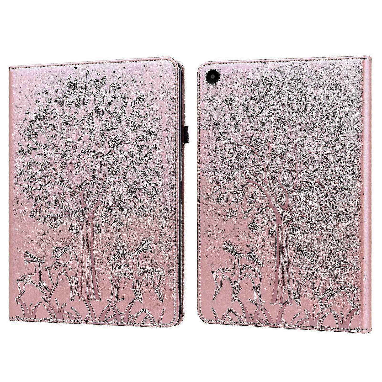 x For Huawei MatePad SE 10.4 2022 Tree & Deer Pattern Embossed Leather Tablet Case