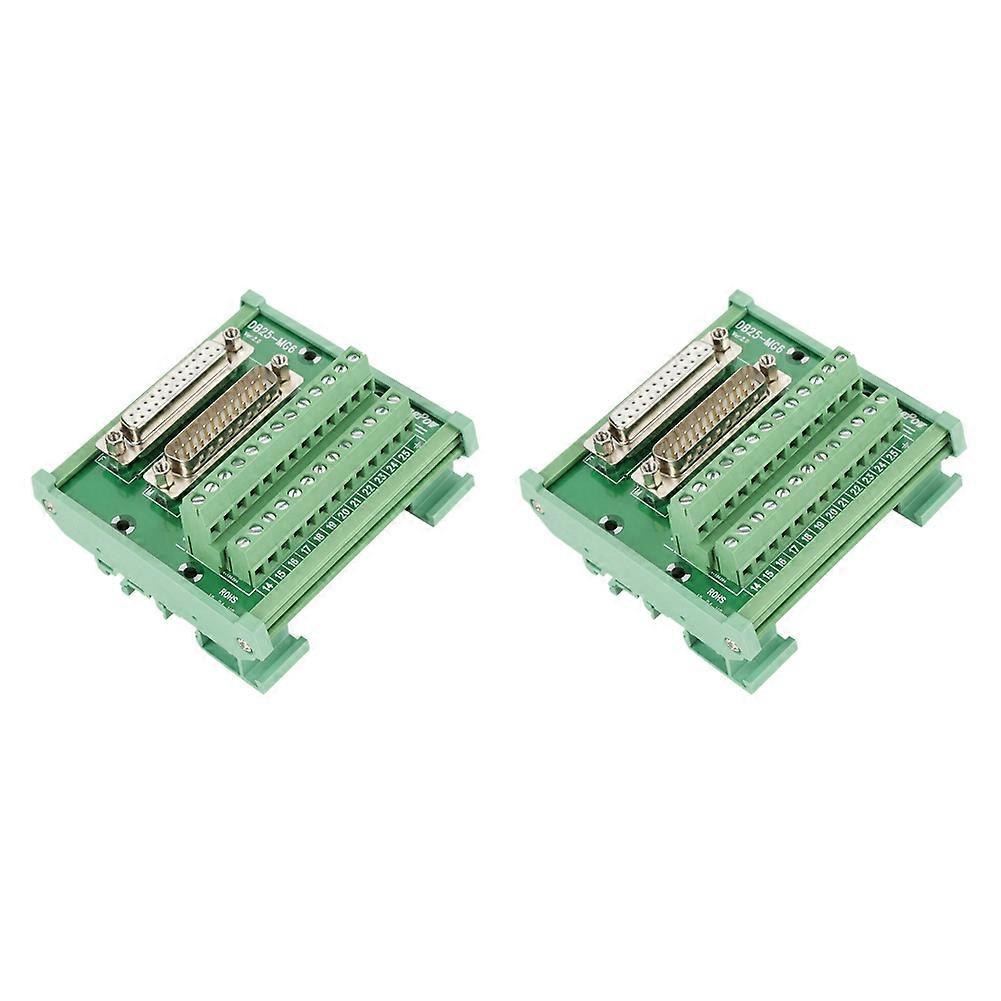 2X DB25 DIN Rail Mount Interface Module Male/Female Connector Breakout Board