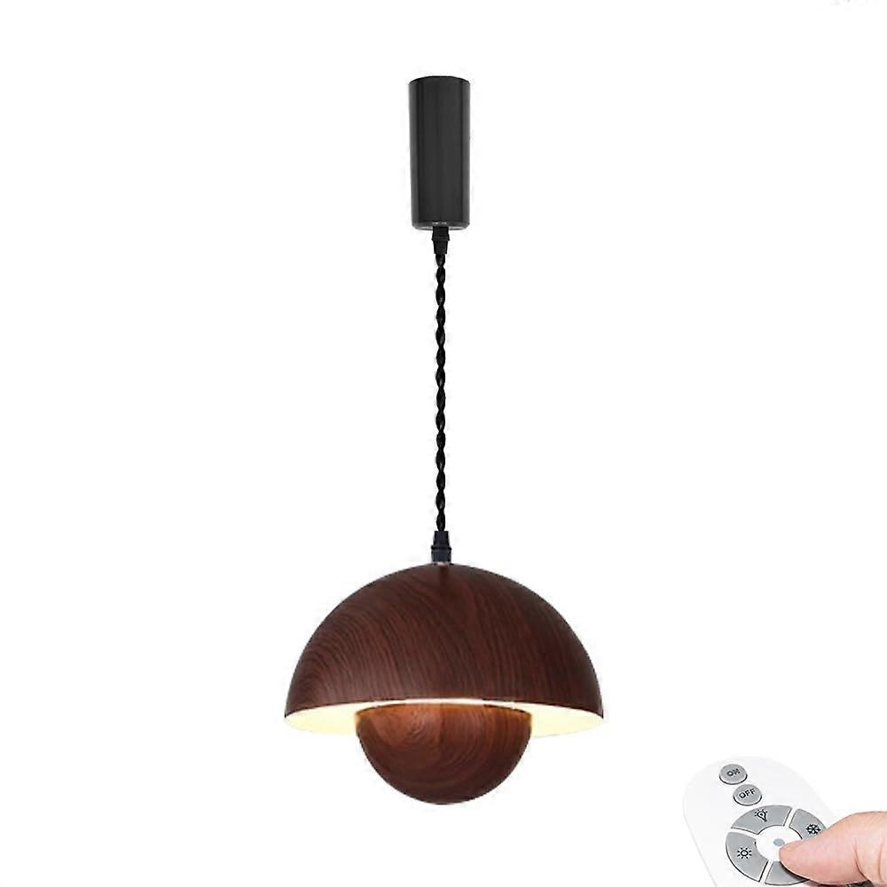 Dimmable LED Track Pendant Light Wood Grain E26 with Remote Control and Adjustable Height 3.2ft