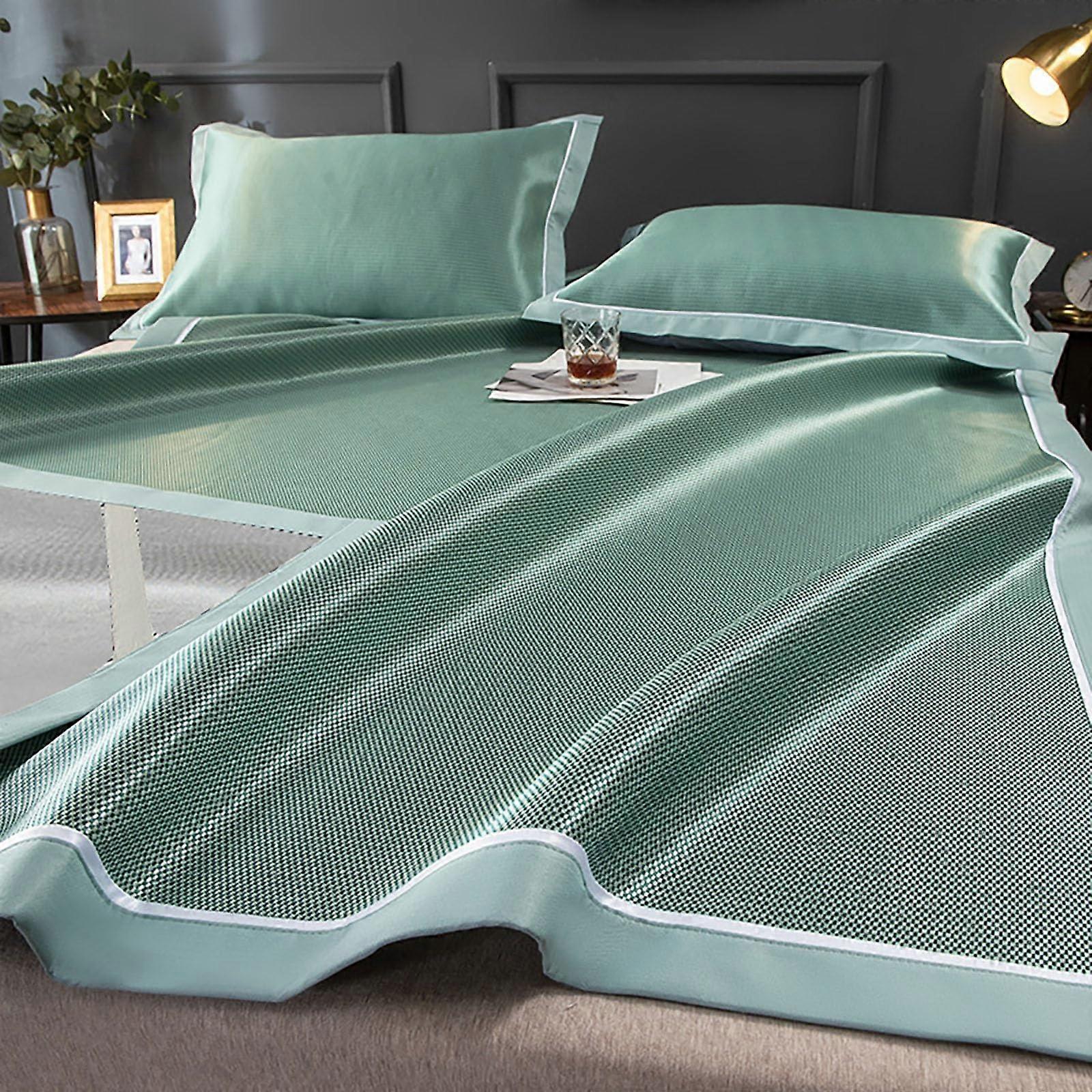 Cooling Bamboo Mattress Topper with DualSided Rattan Mat, Foldable Design, 90x200cm