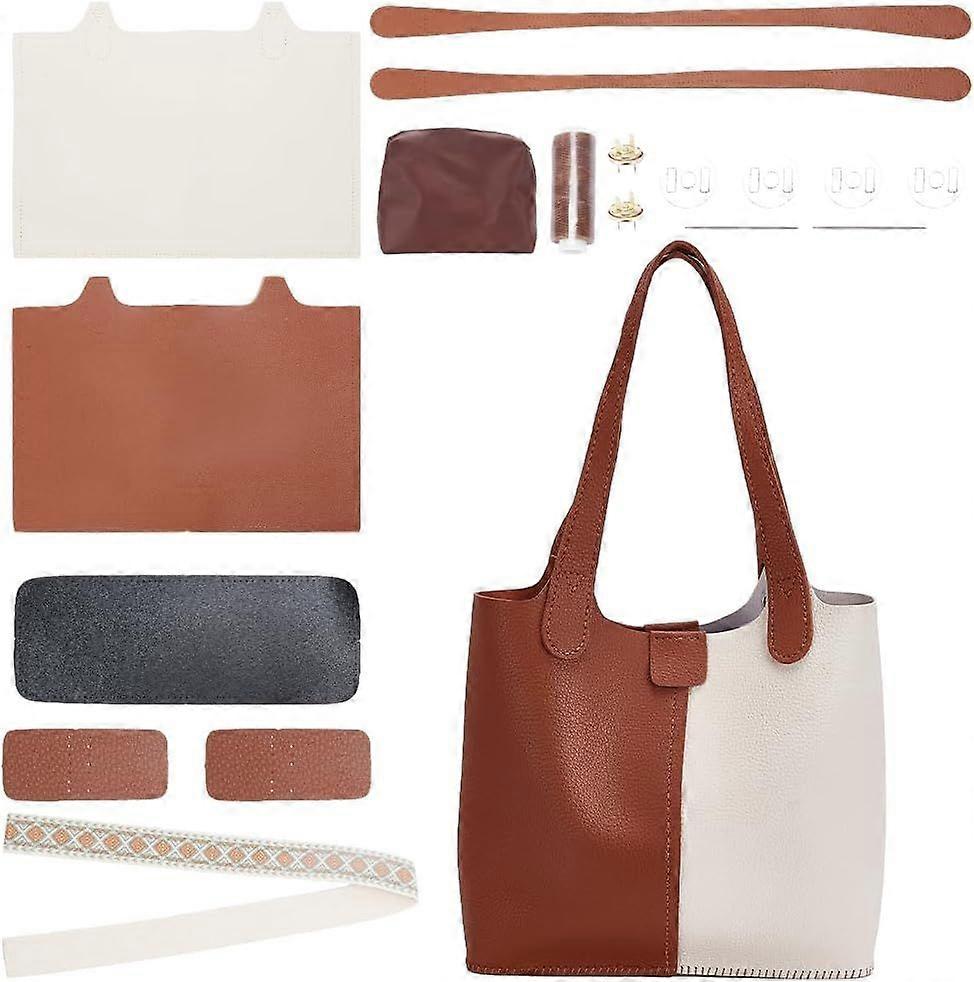DIY PU Leather Purse Making Kit Shoulder Bag Making Set Camel