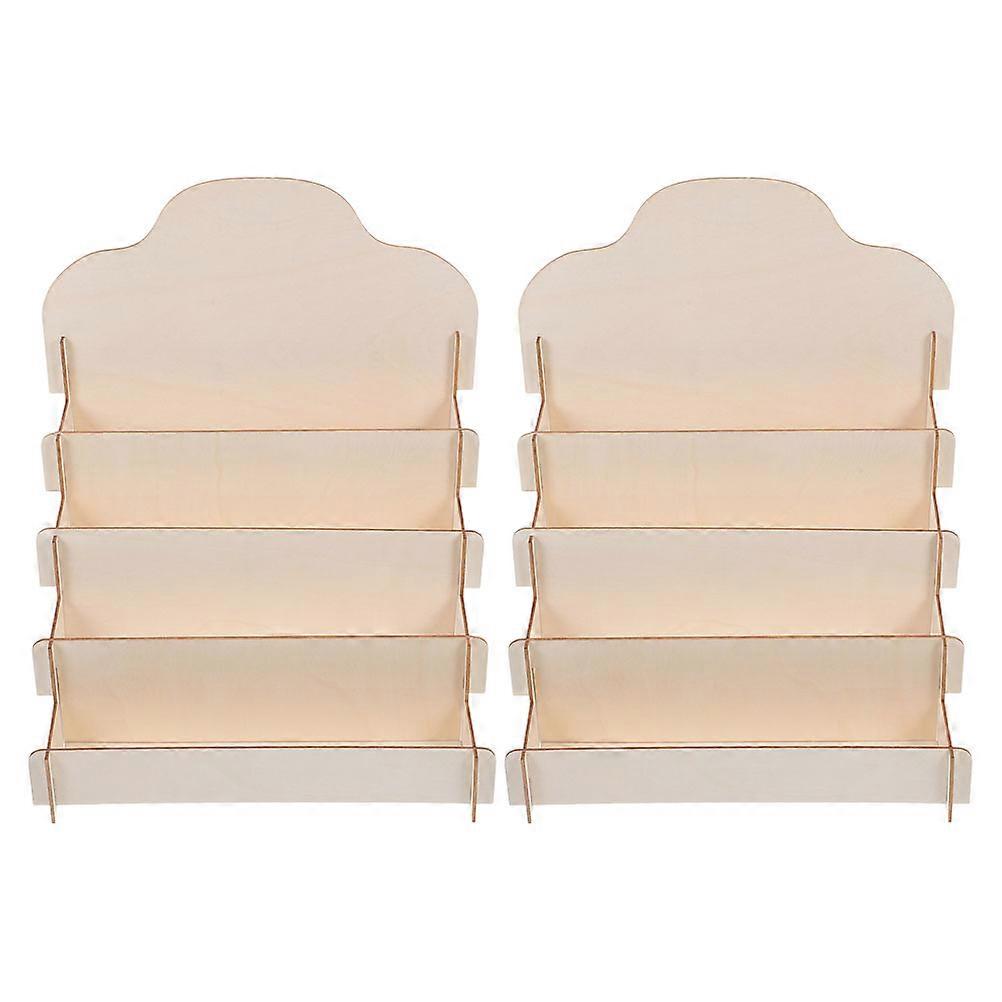 Tiered Wood Greeting Card Display Rack for 2Pcs Suitable for Home
