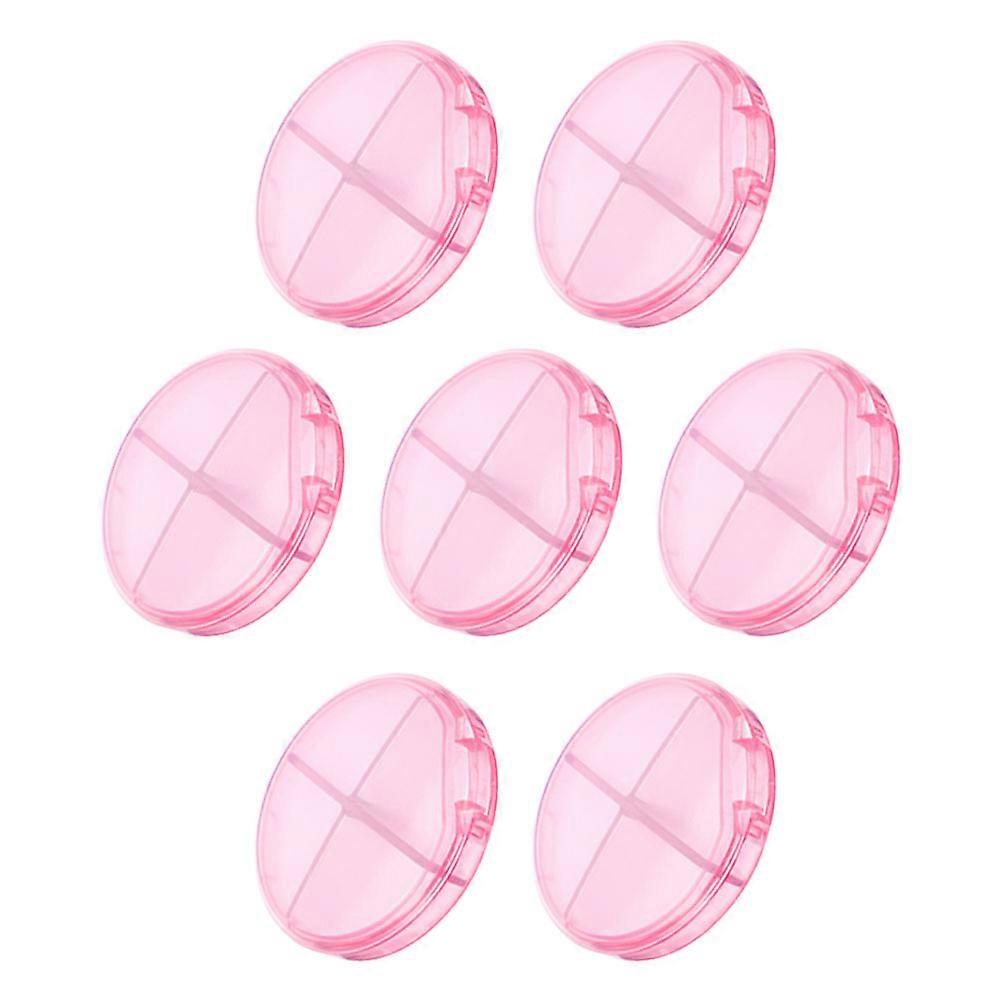 7Pcs Compartment Pill Organizer for Medication Storage in Pink Plastic