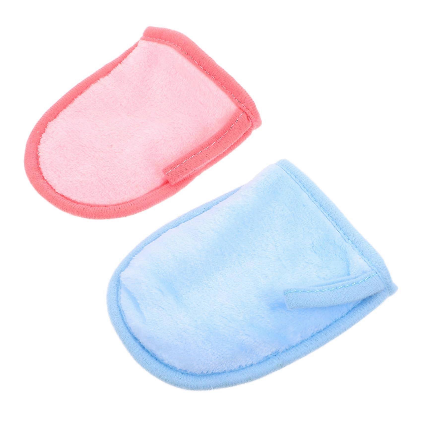 2pcs Reusable Makeup Remover Gloves Soft Facial Cleansing Mitts for Deep Pore Cleaning at Home or Travel