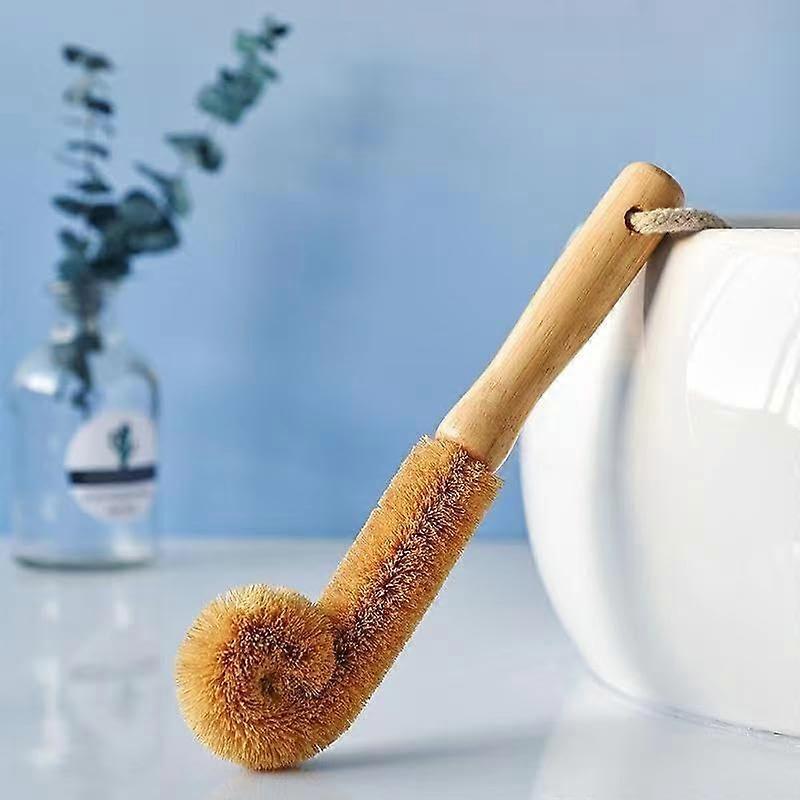 Bottle Cleaning Brush with Wooden Handle, 360° Deep Cleaning, Natural Coconut Fiber, Large Size