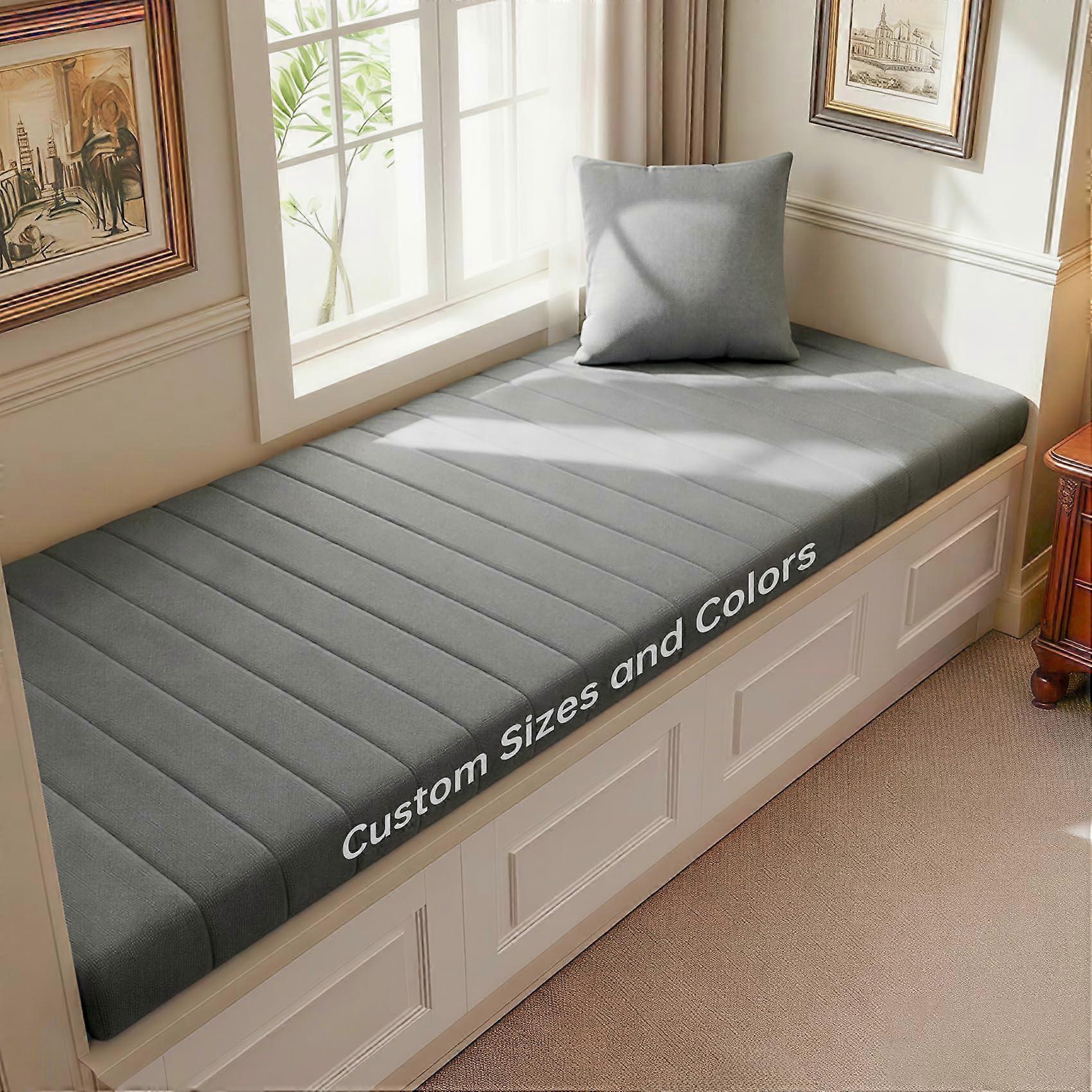 Custom Bench Cushions with Foam Padding, MadetoMeasure Window Seat Cushions, Washable Cover