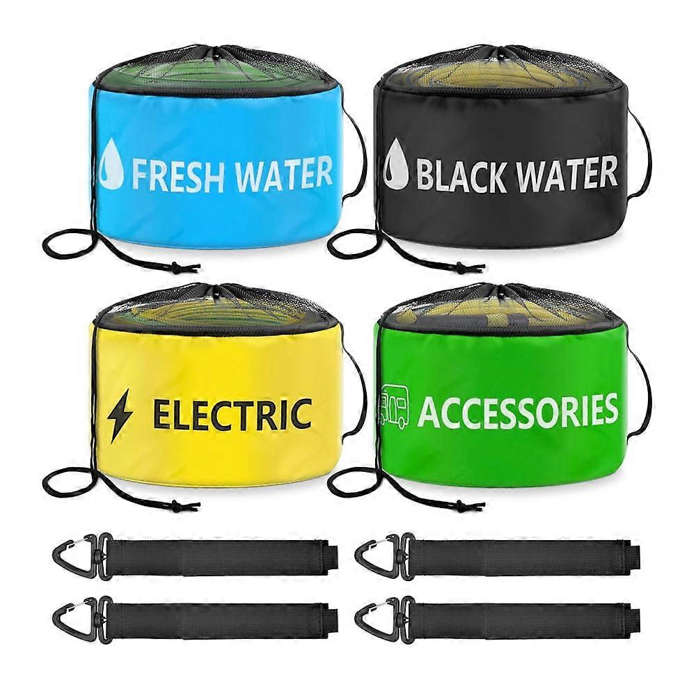 RV Hose Storage Bag 4 Pack Waterproof ColorCoded RV Cable Organizer for Hoses and Cords