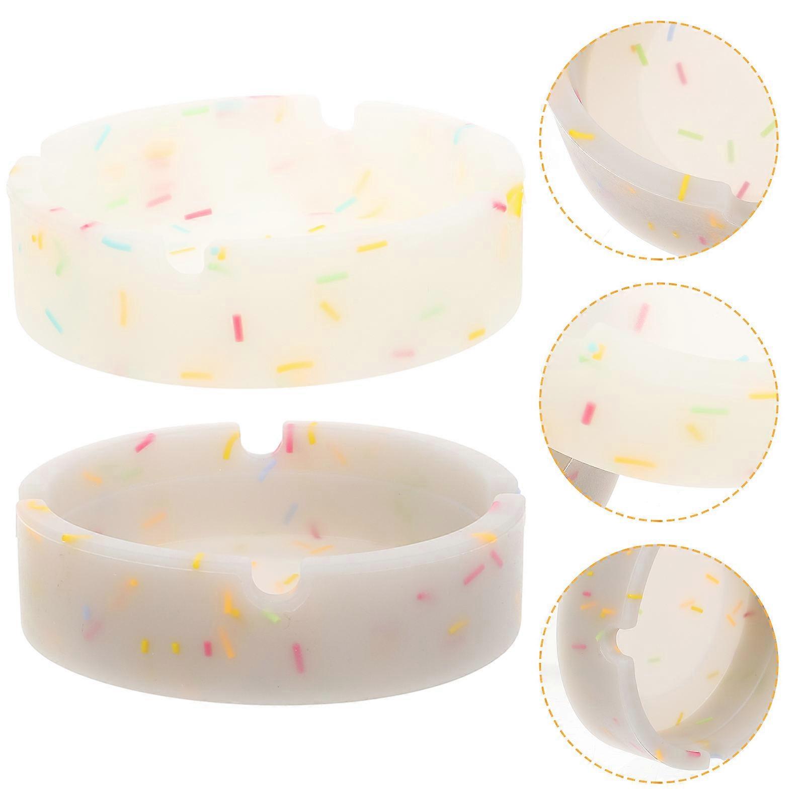 Luminous Silicone Ashtray for Storage Use 2Pcs Round Candy