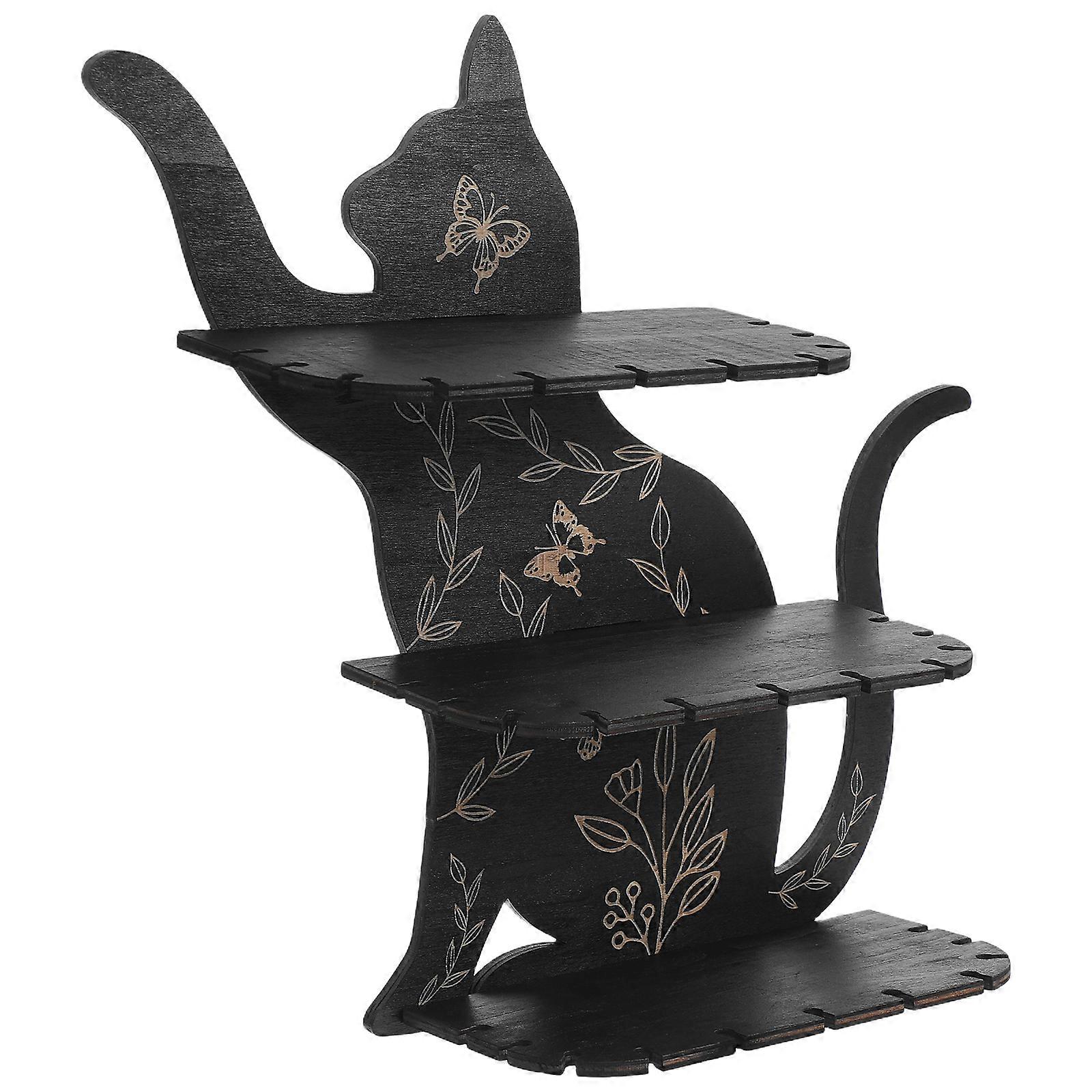 Wooden Cat Shaped Wall Shelf for Crystal Display